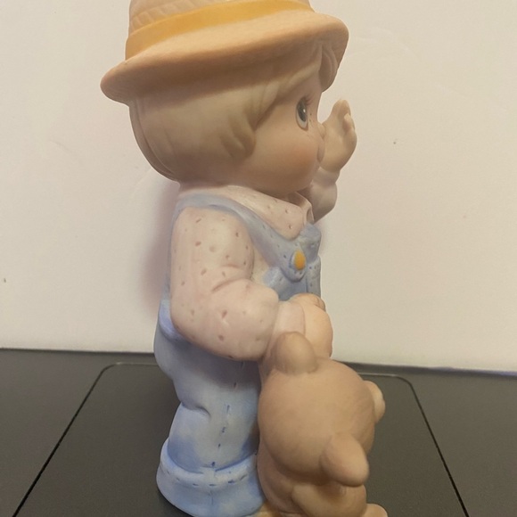 Vintage Homco Ceramic Figurine Little Farmer Boy in Overalls with Teddy Bear - Picture 6 of 10